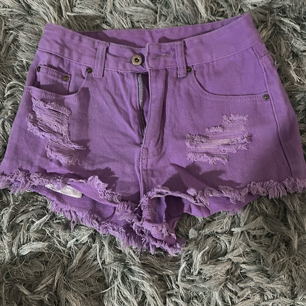 Purple Jean Shorts From Shein
